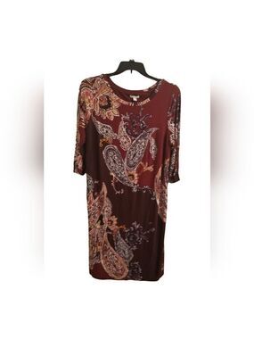 Rust Paisley Print Women's Dress.    Sc0726